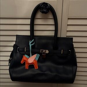 Elegant Navy Leather Satchel